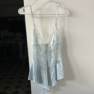 Victoria's Secret Light Blue Lace Chemise romper